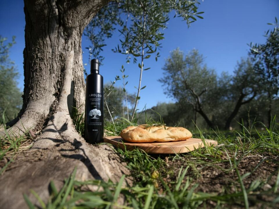 The traditional recipe: Tuscan schiacciata with rosemary and Aroldo Bio extra virgin olive oil. 2 schiacciata toscana al rosmarino con olio extravergine Aroldo bio